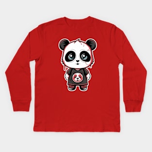 Goth Cute Panda Kids Long Sleeve T-Shirt